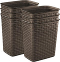 Sterilite 3.4 Gallon Weave Wastebasket, Small, Decorative Trash Can for the Bathroom, Bedroom, Dorm Room, or Office, Espresso Brown, 6-Pack