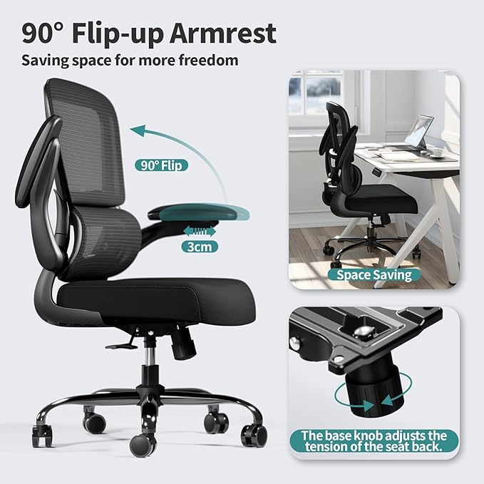 TRALT Office Chair - Ergonomic Desk Chair with Adjustable Lumbar Support, Mesh Computer Chair, Executive Chairs for Home Office Comfortable Lumbar Support Black Pack of 6