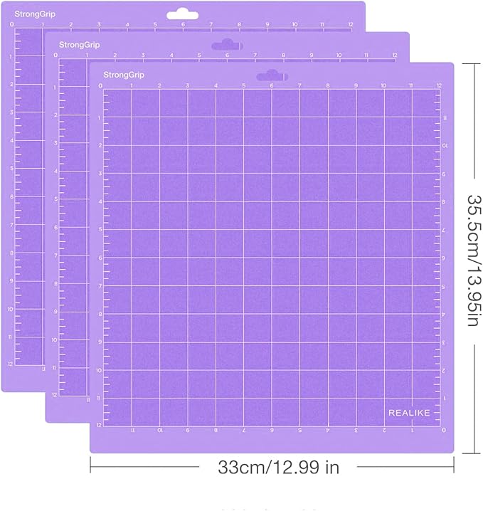 REALIKE 12x12 StrongGrip Cutting Mat Compatible with Cricut Maker 3/Maker 4/Maker/Explore 3/4/Air 2/Air/One(3 Mats), Gridded Adhesive Non-Slip Cut Mat for Crafts, Quilting, Sewing and All Arts