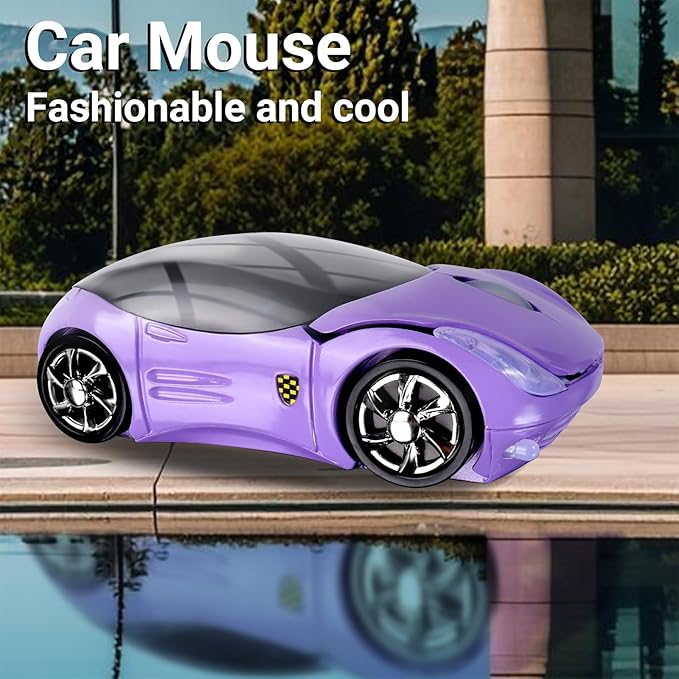 elec Space Wireless Mouse, 2.4GHz Car Wireless Mouse Cool 3D Sport Ergonomic Optical Cordless Mice with USB Receiver for PC Laptop Computer Women Small Hands (Purple)