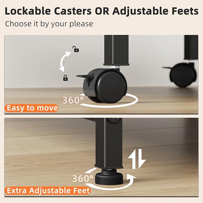 YAOHUOO 3 Tier Large Printer Stand with Power Outlet/Adjustable Storage Shelf, Rolling Cart with Wheels, Printer Table for Home Office 3D Printer/Heat Press/Laster, 23.6"×19.6" Black