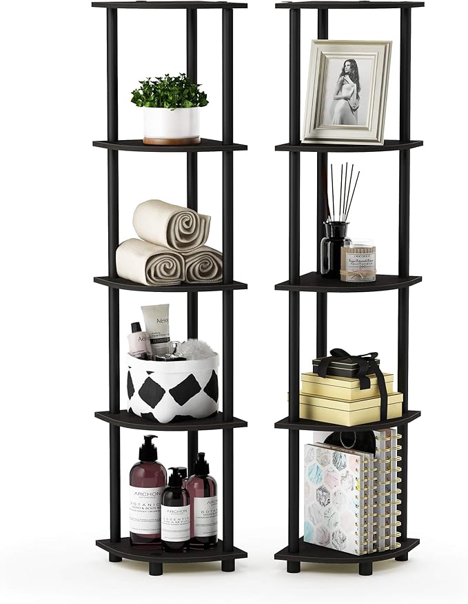 Furinno Wire 3-Tier Industrial Style Metal Frame Bookcase, Display Shelf, 35 Wide, Finn Oak