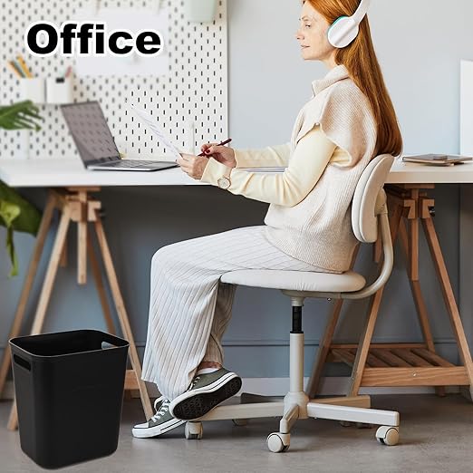 UUJOLY Small Bathroom Trash Can with Trash Bag Wastebasket Garbage Can for Bathrooms, Laundry Room, Kitchens, Offices, Kids Rooms, Dorms, 3.5 Gallons, 3 Pack (Black)