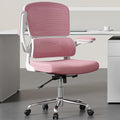 Office Chair, Ergonomic Desk Chair - Thick Cushion Adjustable Height Computer Chair with Lumbar Support and Flip-up Armrests, Pink Home Office Desk Chairs, Swivel Executive Task Chair…