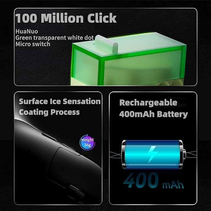 AJ159 8Khz Ultralight Gaming Mouse with RGB Magnetic Screen Charging Dock -30K dpi Optical Sensor - Huanuo 100 Million Click - Ice Sensation Coating Trip-Mode Mice