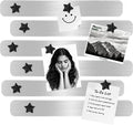 Magnetic Board - Frameless Stainless Iron Magnetic Strips with Adhesive Backing, 6pcs Magnet Board for Wall, Bulletin Bar Board with 10 Pieces Black Star Magnet, Memo Bar for Office School Home
