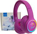Unicorn Wireless Headphones, LED Light, up ，Kids Headphones Bluetooth with Microphone for School, Travel, Phone, Kindle, PC, TV, MP3 ((Violet)