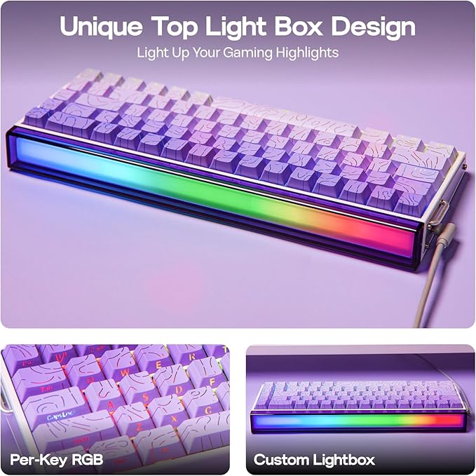 EPOMAKER Aula Hero 68 HE Wired Magnetic Gaming Keyboard, 0.01mm Adjustable Actuation, Rapid Hall Effect Switch, 8kHz Polling, 5-Layer Sound Dampening, RGB Box & Backlight (Purple)