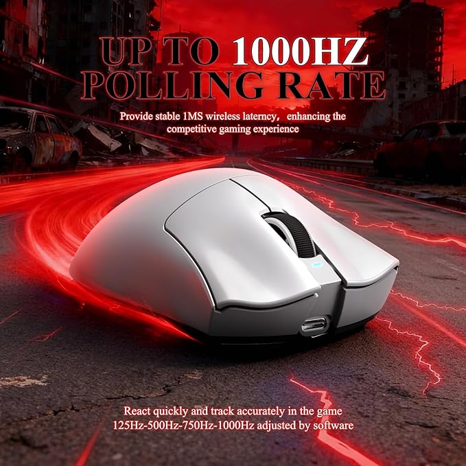 MAMBASNAKE Attack Shark V3 PRO 62g Superlight Wireless Gaming Mouse,RGB Magnetic Charging Dock,BK52820 Tri-Mode BT/2.4G Wireless/Wired Mouse,25000DPI,500mAh,5 Programmable Buttons for Pc/Mac,White