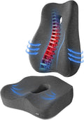 Seat Cushion & Lumbar Support Pillow Set for Office Chair, and Tailbone Discomfort with Lumbar Support Pillow and Seat Cushion - Perfect for Home,and Gaming Chairs Chair Cushion(Dark Grey)