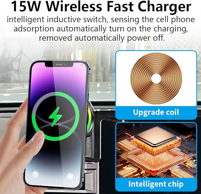Car Magnetic Phone Mount for Toyota Tundra 2022-2026 and Toyota Sequoia 2023-2026 [only for 14 inch Screen ] Auto Interior Accessories Best Cellphone Holder Fast 15W Wireless Charger Cell Phones Stand