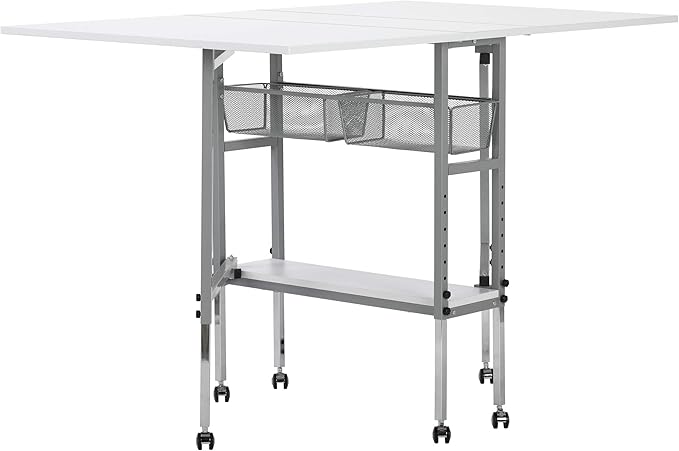 Sew Ready Hobby and Cutting Table, Arts and Crafts Table with 2 Mesh Storage Drawers