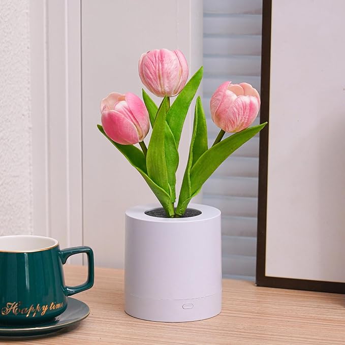 Lifnatty Tulips Flower Lamp for Women, Mothers Day Birthday Presents for Mom, Wife, Girlfriend - Rechargeable Dimmable Flower Table Lamp Decor, Cute Tulip Night Light for Women Birthday Christmas