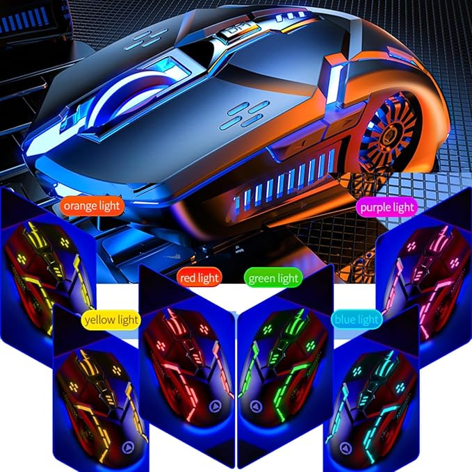 CHONCHOW Gaming Mouse Wired,6 Buttons, 4 Adjustable DPI Up to 3200 DPI, 7 Color LED Light, Wired Mouse Used for Games and Office, Mouse for Computer/Laptop/Tablets(Grey)