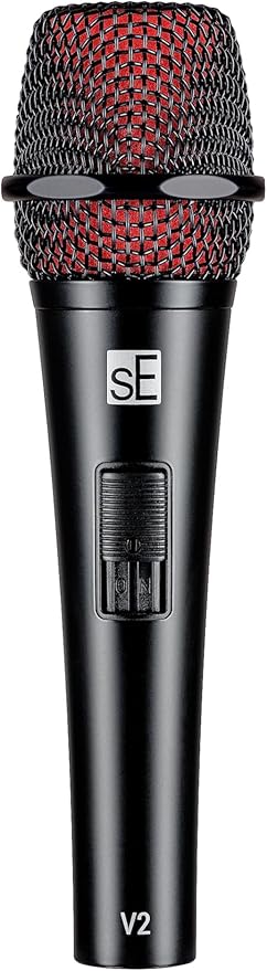 SE ELECTRONICS V2 Switch Dynamic Microphone for Singing, Speech, Instruments & Studio Recording - Supercardioid XLR Handheld Vocal Microphone with an On/Off Switch & Rugged All-Metal Housing