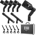 XTUGA DI7 7-Piece Drum Microphone Kit – No XLR Cable Needed, Metal Kick/Bass Drum Mic, Tom/Snare & Cymbal Mics with Clips, for Stage Performances & Studio Recording