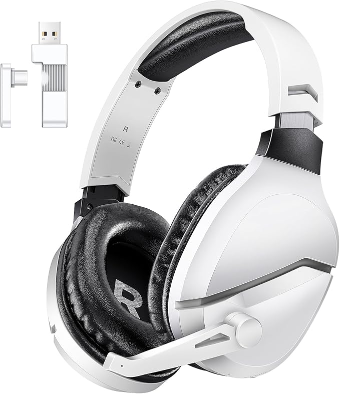 WolfLawS Wireless Gaming Headset with Noise Canceling Microphone for PS5, PC, PS4, 2.4G/Bluetooth Gaming Headphones with USB and Type-c Connector, Wired Mode for Controller Gamecube