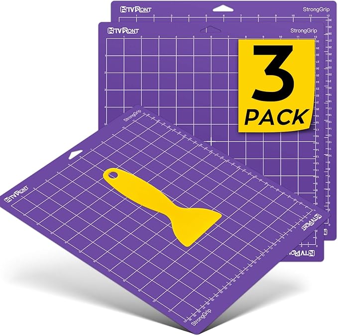 HTVRONT Strong Grip Cutting Mat, 3 Pack Cutting Mat 12x12 Compatible with Cricut Maker 4/Maker 3/Maker/Explore 4/3/Air 2/One, Strong Adhesive Sticky Quilting Cutting Mats Replacement Accessories