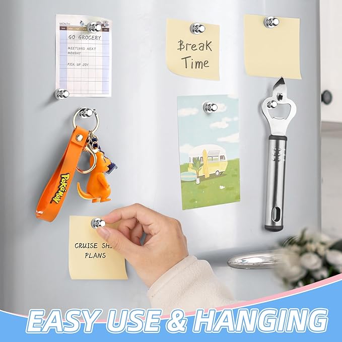 20 Pcs Fridge Magnets, Refrigerator Magnets, Small Strong Magnets, Whiteboard Magnets for Fridge, Magnetic Push Pins for Locker, Kitchen Decor and Accessories, Office, Classroom Organization