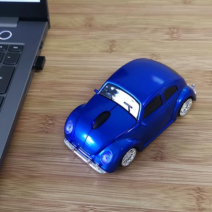 Car Mouse for Computer, Cool and Cute Car-Shaped Mouse, Wireless 2.4Ghz Optical Mice for Laptop PC Mac (Blue)