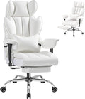 Furmax Big and Tall Office Chair, High Back Gaming Chair with Footrest for Heavy People, 400LBS Ergonomic Comfy Office Chair with Adjustable Armrests for Home Office (White)
