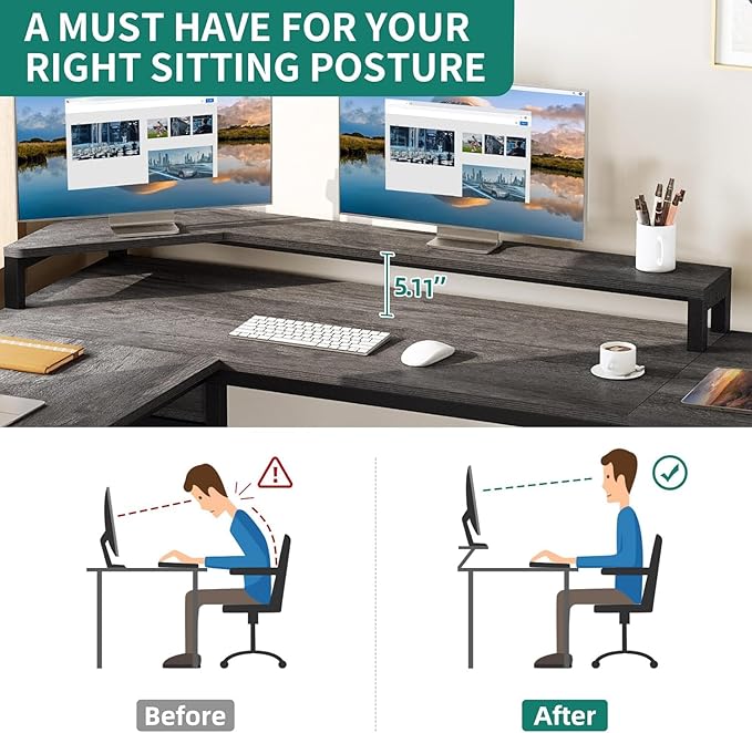 DWVO L Shaped Desk with Lift Top, 65" Adjustable Standing Desk with File Drawer, Corner Computer Desk with Storage Shelves,Home Office Desk, Grey
