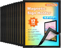 8.5 x 11 Magnetic Sign Holder 12 Pack, Self-Adhesive Wall Mount Sign Holder, Magnetic Document Holder for Home Office Store Poster Paper