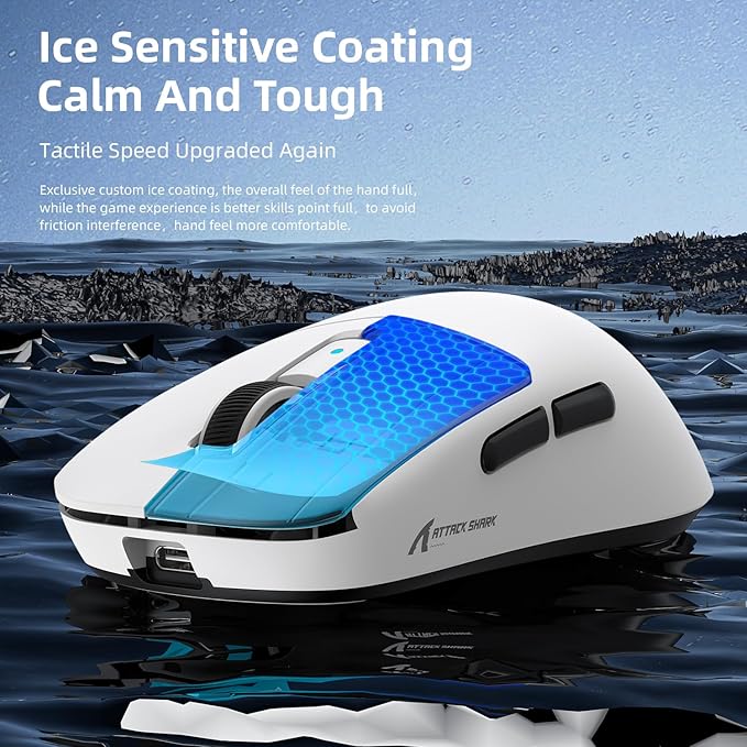 ATTACK SHARK R6 Wireless Gaming Mouse,38G Ultra-Lightweight Trip-Mode 2.4G/USB-C/Bluetooth Mouse Gaming with PAW3950MAX Sensor,42000 DPI,50G Accelerated Speed for PC/Laptop/Mac PC/Laptop/Mac -White