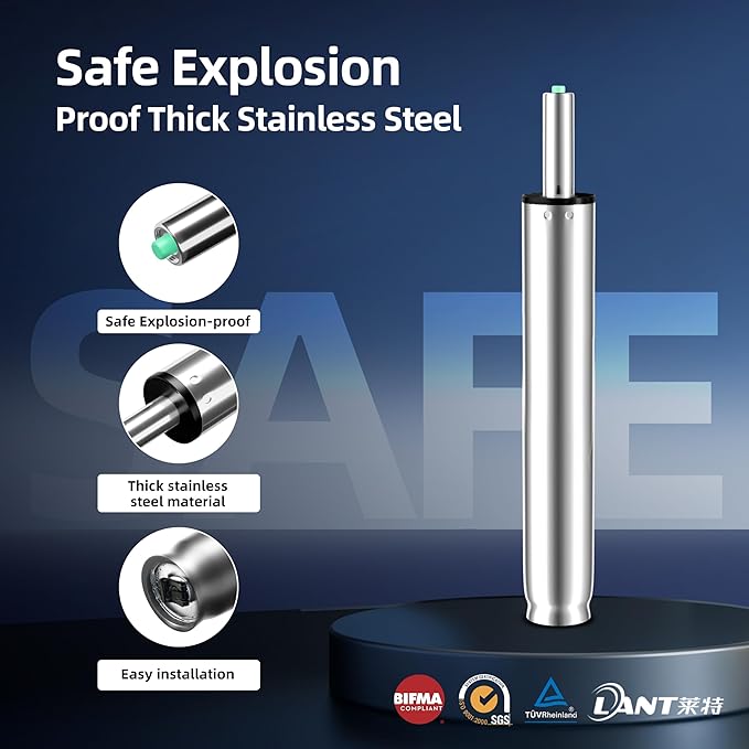 10 Inches to 15 Inches Office Chair Gas Lift Cylinder Replacement, 4.5'' Stroke, Hydraulic Pneumatic Shock Piston, Heavy Duty, Universal Diameter Fit for Most Office Chair, Class 4 (Polished Steel)