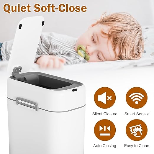 Bigacc Bathroom Trash Can with Lid, Small Touchless Garbage bin, Automatic Motion Sensor Waste bin, Waterproof 2.2 Gallon Slim Trash Can for Home