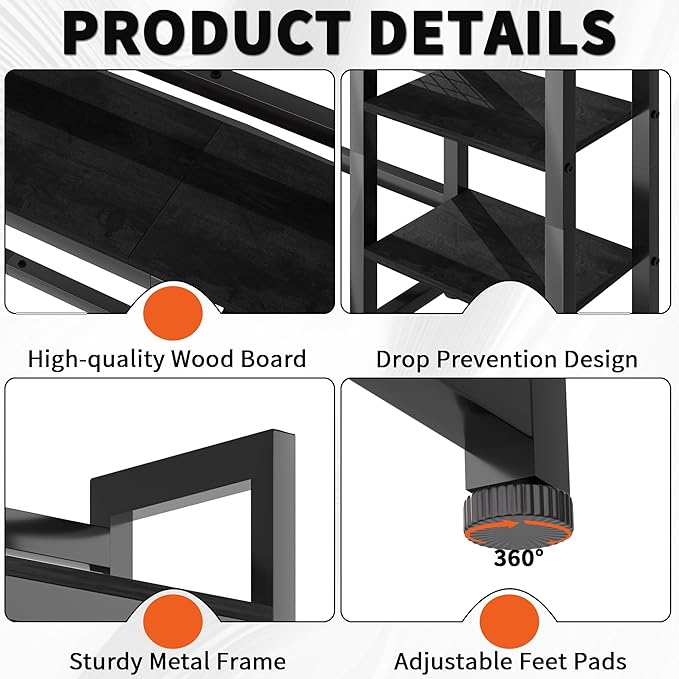 Desktop Shelf, 38.5'' Desktop Organizer Shelf for Computer Monitor, 4 Tier Hutch Storage Rack for Home Office Dorm, Black