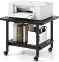 Giantex Under Desk Printer Stand, 2-Tier Mobile Printer Table with Storage Shelf, Lockable Wheels & Metal Frame, Rolling Printer Cart Holder, Storage Rack for Home Office Scanner Fax Machine (Black)