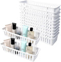 Plastic Trays For Organizing, 12 Pcs Storage Bins, Stackable Drawer Pencil Trays, Slim Plastic Storage Baskets, White Desktop Storage Box, 10.2 X 3.1 X 2.4 In