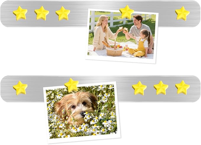 Magnetic Board for Wall - 2Pcs Stainless Iron Magnetic Strips with Adhesive Backing, Magnet Board Bulletin Boards Magnet Strips Memo Board - Includes 10 Yellow Magnets for School Office Kitchen