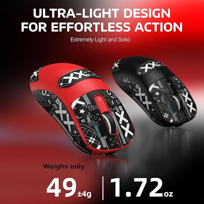 ATTACK SHARK X3 Lightweight Wireless Gaming Mouse with Tri-Mode 2.4G/USB-C Wired/Bluetooth,26K DPI, PAW3395 Optical Sensor,Kailh GM8.0 Switch,5 programmable Buttons for PC/Win/Mac(Red+Stickers)