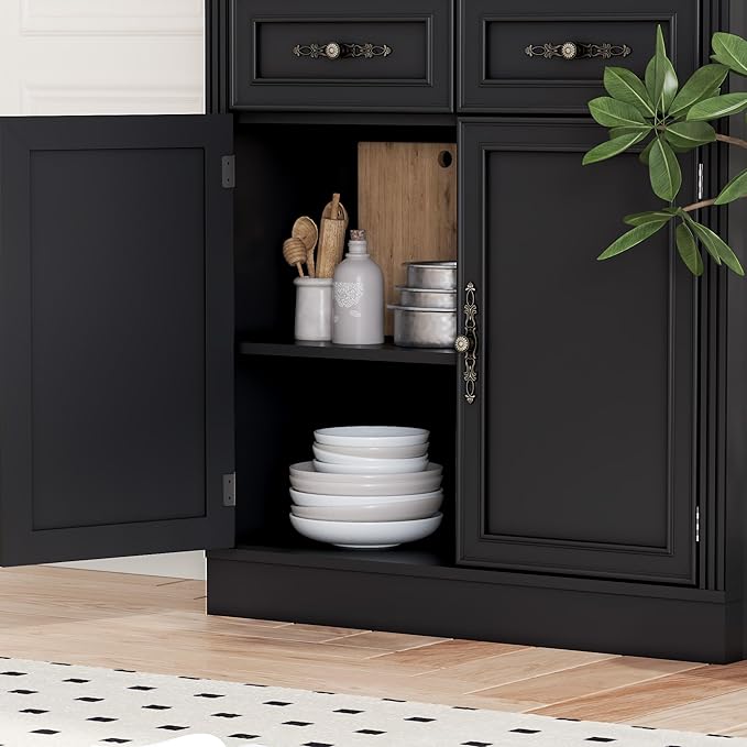 BORNOON 70.1" Tall Bookshelf with Drawers & Cabinet, 5-Tier Floor Standing Bookcase with Storage Doors, Adjustable Shelves & Metal Handles, 31.5" Wide Organizer for Home Office, Living Room