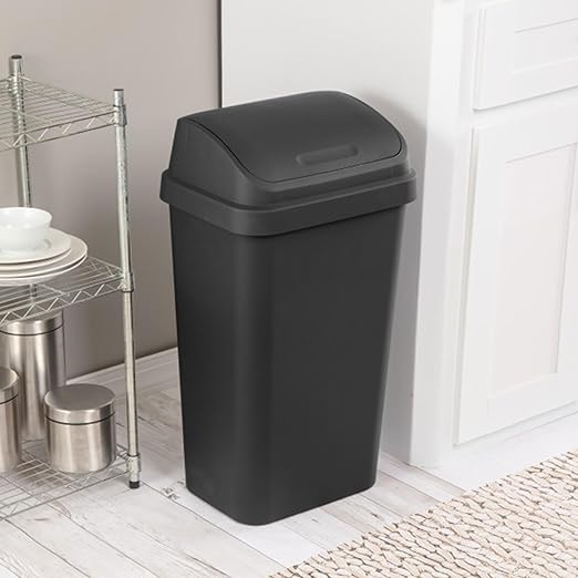 Sterilite Swing-Top Office Wastebasket – Black (4-Pack, 13 Gal)