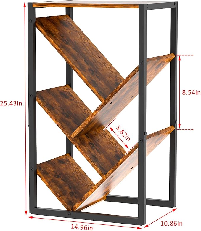 Small Bookcase - 5 Tier Tree Bookshelf with EVA Pads, Book Shelf for Small Spaces Bookshelves End Side Table Wooden Book Storage Organizer for Hardcover Books Bedroom Living Room, Patent Pending