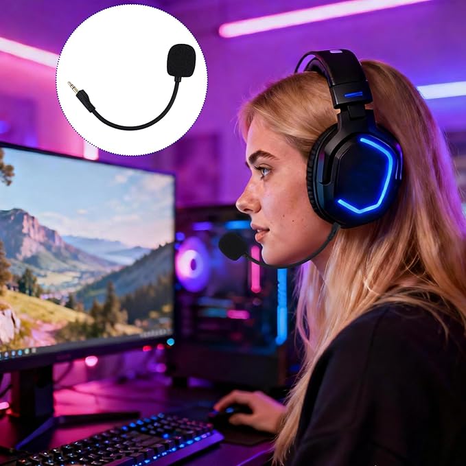 Replacement Microphone for Logitech G PRO X and G PRO X2 Gaming Headsets, Detachable Noise Cancelling Game Microphone with Foam Covers Gaming Headset Mic Accessory
