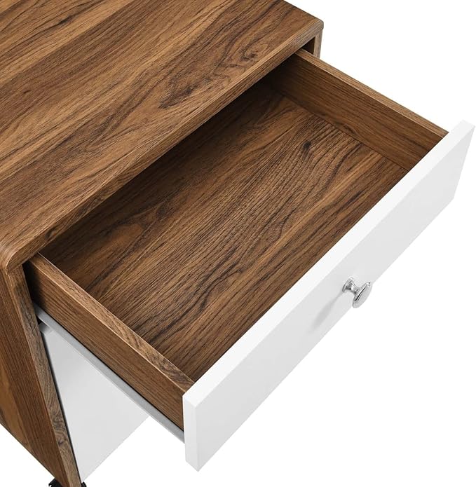 Modway EEI-5705-WAL-WHI Render Wood File Cabinet, Walnut White