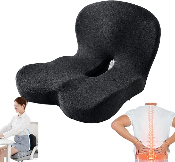 hwqsad 2-in-1 Back and Seat Cushion with Lumbar Support, Ergonomic Memory Foam Seat Cushion,Non Slip Breathable, No Flattening,for Office Chairs/Car/Long Trip/Desk Chair/Gaming (Black)