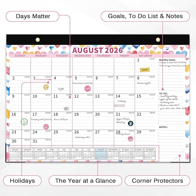 Ospelelf Desk Calendar 2026-2027, Magnetic Fridge Wall Calendar, 18 Month Monthly Large Calendar Planner with Plastic Cover 17" X 12", January 2026 - June 2027 Geometry