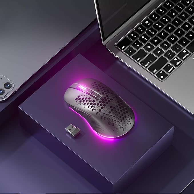 Redragon M694 Wireless Gaming Mouse with Honeycomb Shell, 7200DPI Tri-Mode Ultralight Gaming Mouse Wireless, RGB, 7 Programmable Buttons, Long-Life Battery, Software Support Gamer Mouse for Pc, Mac