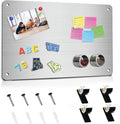 Magnetic Board 17.5" x 11.4" Magnet Bulletin Board is Suitable for displaying Notes, Photos,Magnetic Letters, Suitable for Walls, refrigerators, cabinets, etc (Silver)