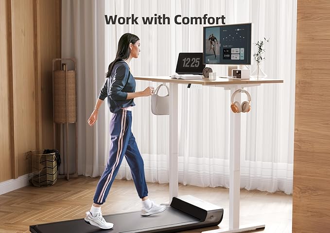 YDN Electric Standing Desk Adjustable Height, 35 x 20 Inches Stand up Desk with Cable Management, Home Office Desks with Splice Board & White Frame, Nature Top
