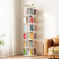 SpaceAid 6 Tier Rotating Bookshelf Tower, 360 Display Stackable Spinning Bookcase, Space Saving Revolving Round Book Shelf, Floor Standing Swivel Corner Organizer, White