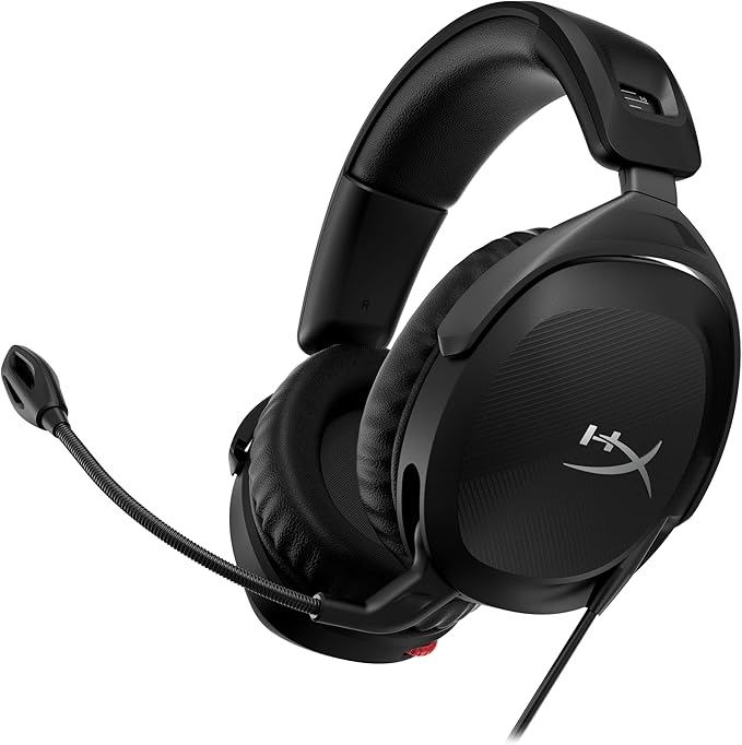HyperX Cloud Stinger 2 – Wired PC Gaming Headset with Mic Noise Cancelling Over-Ear DTS Headphone:X Spatial Audio 50mm Drivers Swivel-to-mute Premium Leatherette for Windows Desktop, Black (Renewed)