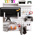 Keepo Peg Board Wall Organizer for Gaming Setup, Pegboard with Adhesives & Screw Mounts, Includes Peg Board Accessories for Gaming Accessories, Tech Storage & Office Organization (White, 22″×22″)
