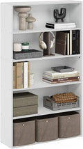 Furinno PASIR Book Shelf, 5-Tier Bookshelf, Bookcase with Open Shelf, 9.4 x 31.5 x 52.7, for Living Room, Bedroom, Home Office, White