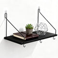 2 Pack Black Cubicle Shelf With Hooks For Fabric Walls, 12'' Wooden Office Cubicle Accessories for Work, Floating Wall Shelf for Decor, Hanging Organizer for Cubicle Wall Storage & Office Decorations